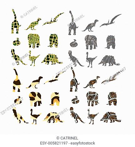 dinosaurs with different animal patterns