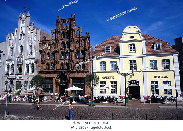 Facade of restaurant, Wismar, Baltic Sea, Mecklenburg-Vorpommern, Germany