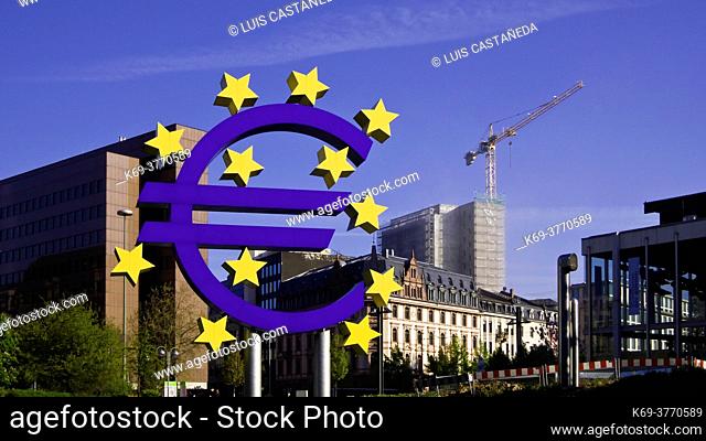 Euro Sign. Banking District. . Frankfurt am Main. Germany