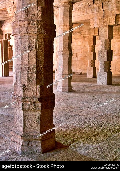 Ornately decorated columns, Darasuram temple, Tamil Nadu, south India. High quality photo