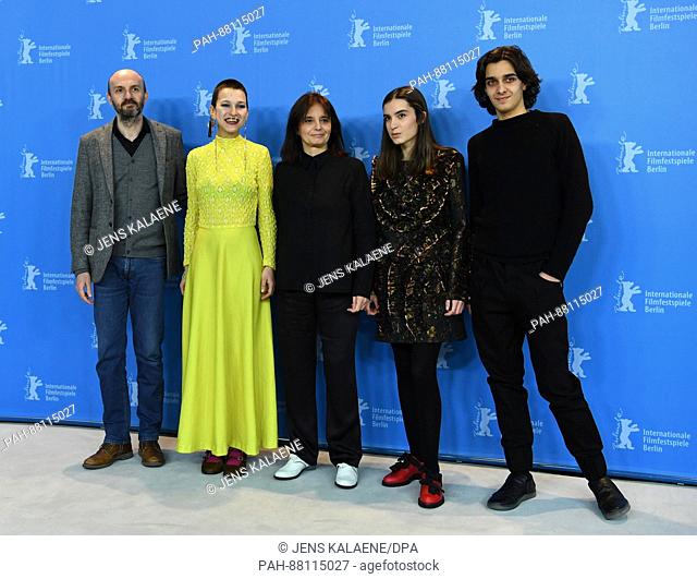 67th Internationale Film Festival in Berlin, Germany, 15 February 2017. Photocall 'Colo': Actors (L-R) Joao Pedro Vaz, Alice Albergaria Borges