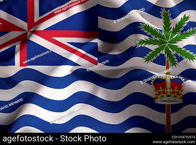 Ruffled Flag of British Indian Ocean Territory Blowing in Wind
