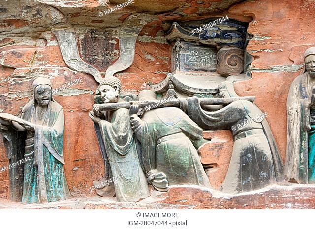 Stone Carving of Stories Of Filial Piety, The Dazu Rock Carvings, Chongqing, China