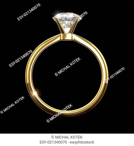 Diamond ring - - isolated on black background with clipping path