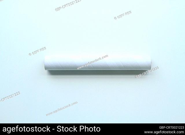 White paper, carboard tube in isolated white background, São Paulo, Brazil