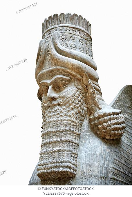 Stone statue of a winged bull. From city gate no 3, Inv AO 19859 from Dur Sharrukin the palace of Assyrian king Sargon II at Khorsabad, 713-706 BC