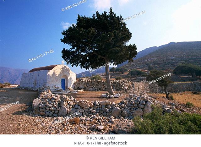 St. Stephanos chapel, Tilos, Dodecanese, Greek Islands, Greece, Europe