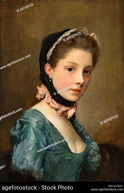 Jacquet Gustave Jean - Portrait of a Young Lady 2 - French School - 19th Century
