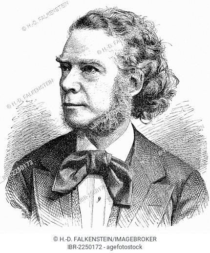 Historic drawing, portrait of Carl Heinrich Carsten Reinecke, 1824 - 1910, a German composer, pianist and conductor