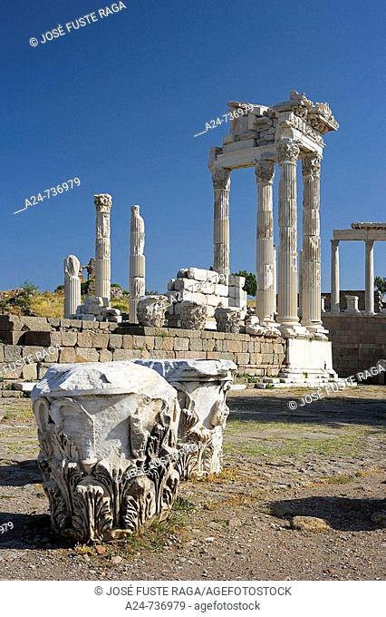 Temple of Trajan in Acropolis, ruins of Pergamon, Turkey