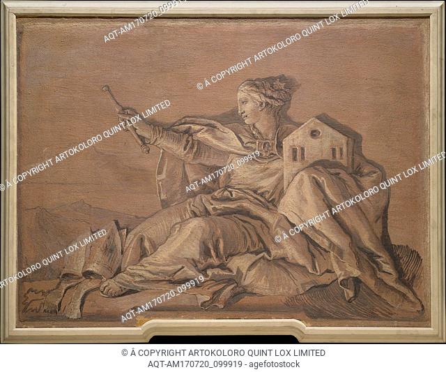 Europe, Fresco, transferred to canvas, 32 1/4 x 42 3/4 in. (81.9 x 108.6 cm), Paintings, Giovanni Domenico Tiepolo (Italian, Venice 1727â€“1804 Venice)