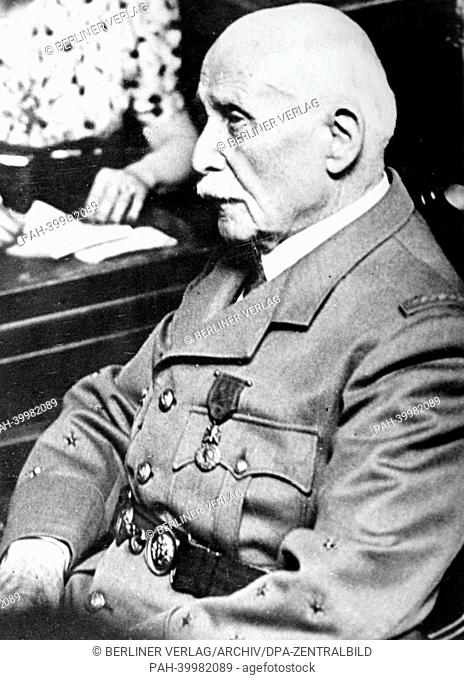 Portrait of Marshal Philippe Pétain, Chief of State of the so-called Vichy France, during his trial about his collaboration, in Paris, France