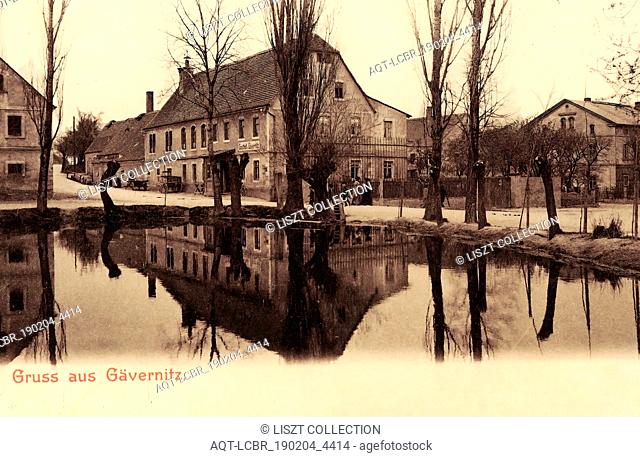 Ponds in Landkreis Meißen, Restaurants in Landkreis Meißen, Horse-drawn carriages in Germany, Water reflections in Saxony, Priestewitz, 1903, Landkreis Meißen