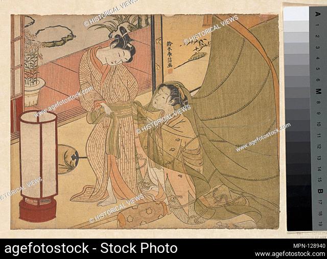 Reluctant Leave-taking. Artist: Suzuki Harunobu (Japanese, 1725-1770); Period: Edo period (1615-1868); Date: late 1760s; Culture: Japan; Medium: Polychrome...