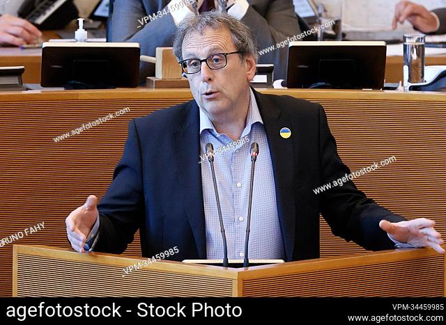 MR's Olivier Maroy pictured during a plenary session of the Walloon Parliament in Namur, Wednesday 04 May 2022. BELGA PHOTO BRUNO FAHY