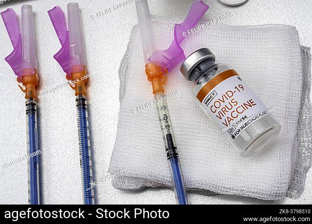 Coronavirus covid-19 vaccine in a hospital, conceptual image