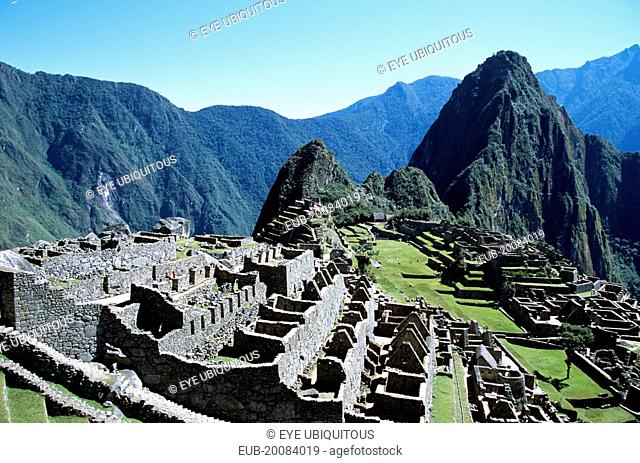 Inca ruins and Huayna Picchu