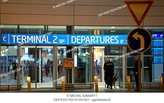 Vaclav Havel Airport, Terminal 2 has been evacuated by police in Prague, Czech Republic after receiving a bomb threat in the early evening February 16, 2017