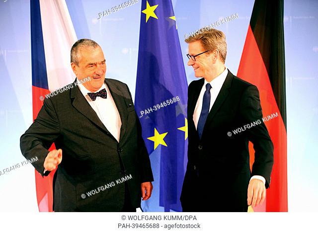 German Foreign Minister Guido Westerwelle (R) meets with Czech Foreign Minister Karel Schwarzenberg at the Foreign Office in Berlin,  Germany, 14 May 2013