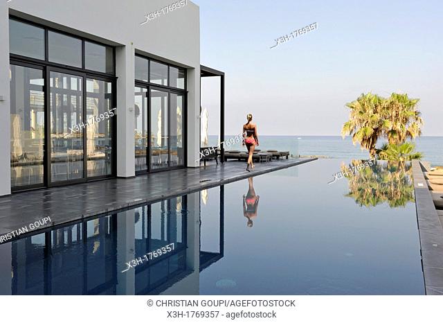 swimming pool on the spa terrace of the Almyra Luxury Spa Hotel, Paphos, Cyprus, Eastern Mediterranean Sea