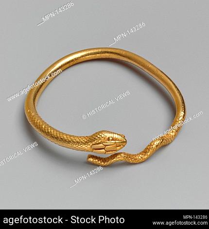 Gold bracelet in the form of a snake. Period: Early Hellenistic; Date: ca. 300-250 B.C; Culture: Greek, Ptolemaic; Medium: Gold; Dimensions: 3 5/16 in