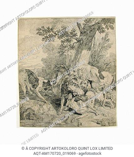 Wolf Hunt, 1725, Etching, sheet: 12 1/4 x 10 7/8 in. (31.1 x 27.7 cm), Prints, Jean-Baptiste Oudry (French, Paris 1686â€“1755 Beauvais)