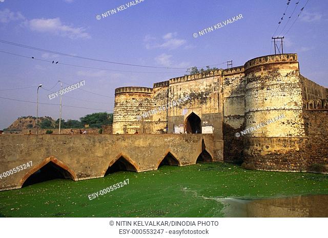 Lohiya gate , Lohagarh fort , massive fortification & bridge , Bharatpur , Rajasthan , India