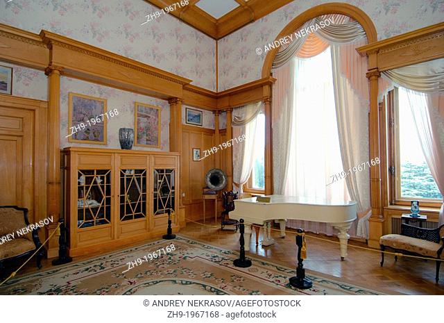 The music room in the Grand Livadia Palace - summer palace of the last Russian Imperial family, the Greater Yalta, Crimea, Ukraine, Eastern Europe