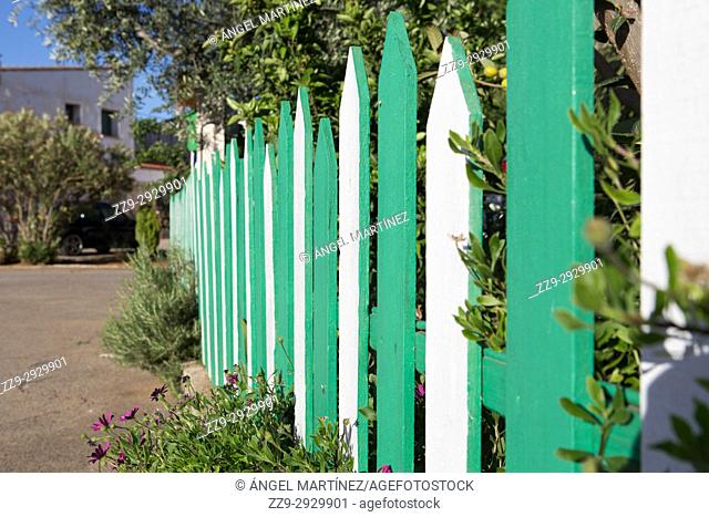 green and white fenced in a garden