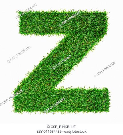 Letter Z made of green grass isolated on white