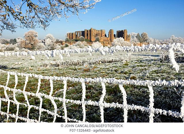 Hoarfrost - Warwickshire - England - Showing Kenilworth Castle - Partially destroyed during English Civil War