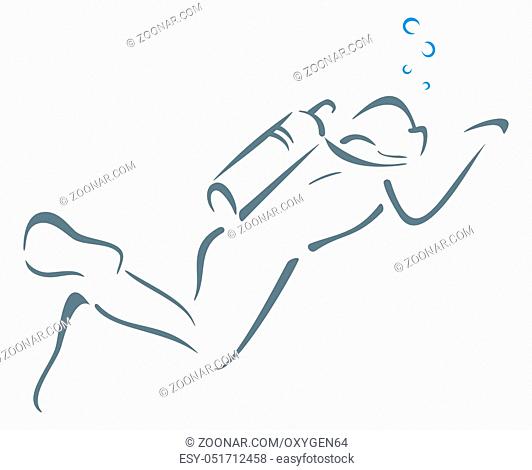 Illustration of a scuba diver on a white background