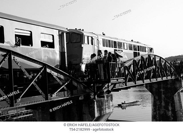 People on the River Kwai Bridge in Kanchanaburi