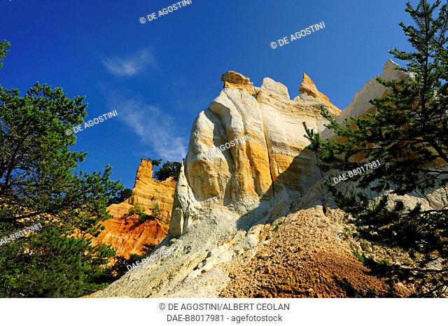 Eroded rocks, Provencal Colorado, Rustrel, Ochres Trail, Provence-Alpes-Cote d'Azur, France