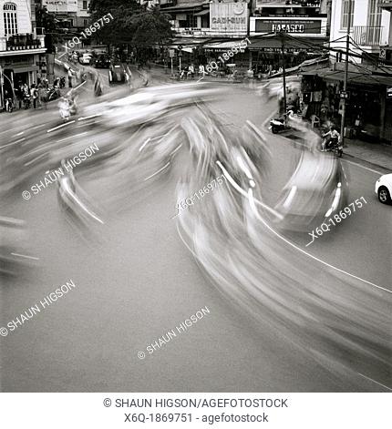 A street scene in Hanoi in Vietnam in Southeast Asia Far East