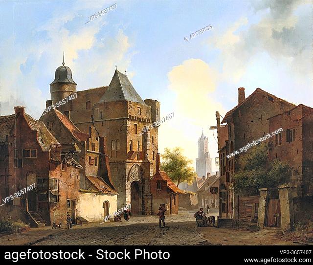 Springer Cornelis - a Peaceful Town Square in Summer - Dutch School - 19th Century
