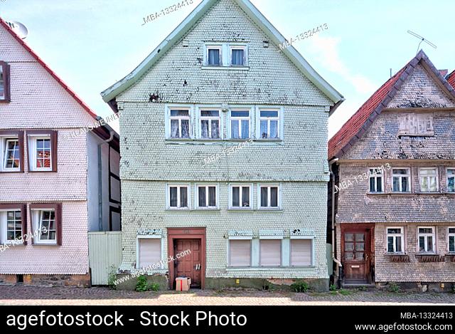 House facades, half-timbered, half-timbered street, row of houses, Alsfeld, Vogelsbergkreis, Hesse, Germany, Europe