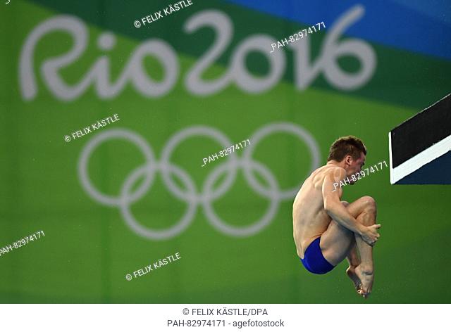 Martin Wolfram of Germany in action during the Men's 10m Platform Final of the Diving event during the Rio 2016 Olympic Games at the Maria Lenk Aquatics Centre...