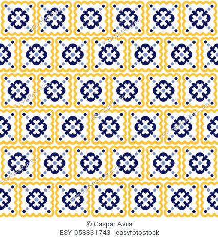 Blue and orange tiles pattern. Graphic design