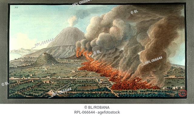 View of the eruption of Mt. Vesuvius, which began on 23rd December 1760, dated 5th January 1761. Taken from the original painting by Mr Fabris