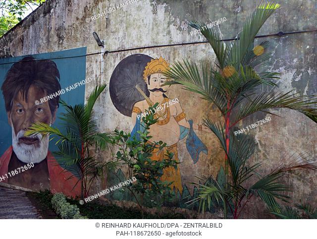 Mural on an old wall in Kochi (Cochin) in the south of India, recorded on 14.02.2019 | usage worldwide. - Kochi/Kerala/Indien