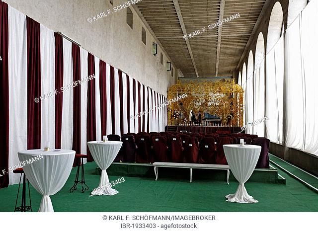 Concert hall with stage in the Orangery, Wuerzburg Residence palace, Unesco World Heritage Site, Wuerzburg, Lower Franconia, Bavaria, Germany, Europe