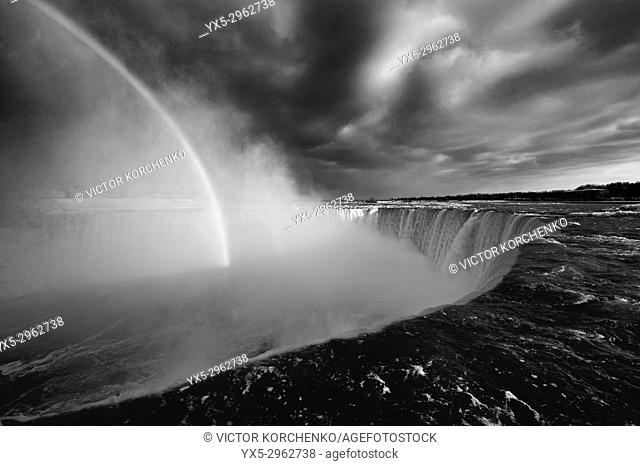 Rainbow over Horseshoe Falls of Niagara Falls. Ontario, Canada