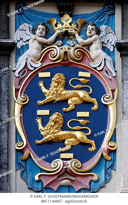 Cat of arms of West Friesland at the historical house of the provincial administration, now West Frisian Museum, Hoorn, North Holland, Province of Holland