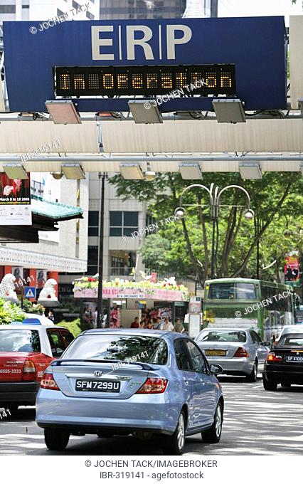 SGP, Singapore: City Road Toll System ERP, Electronic Road Pricing. Orchard Road. |