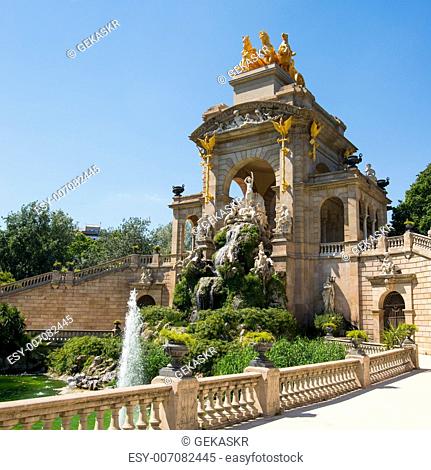 Beautiful view fountain at the zoo of Barcelona