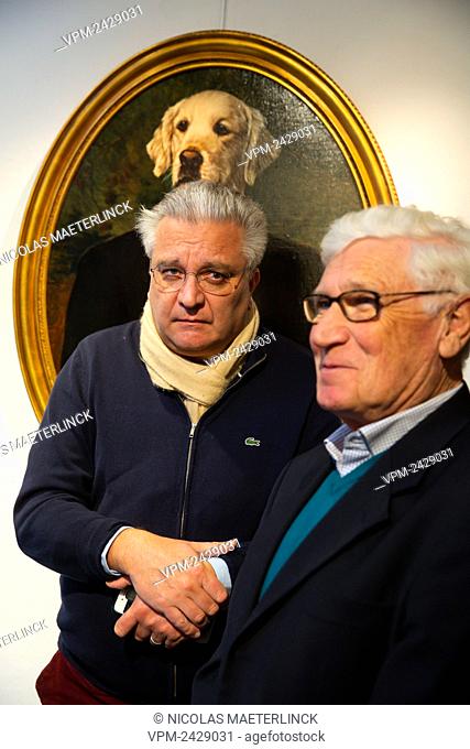 Prince Laurent of Belgium and painter Thierry Poncelet pictured during a visit to the exhibition of Belgian painter Thierry Poncelet, Saturday 16 November 2019