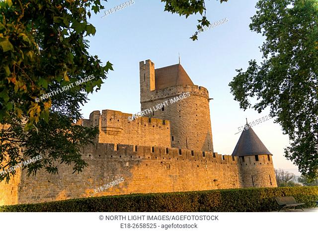 EU, France, Carcassonne. The famous medieval fortress restored by the architect Eugène Viollet-le-Duc in 1853 it was added to the UNESCO list of World Heritage...
