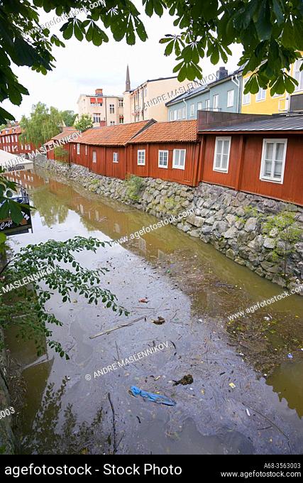 Svartån, Black River, in central Västerås justifies its name in this picture. Sweden. Photo: André Maslennikov