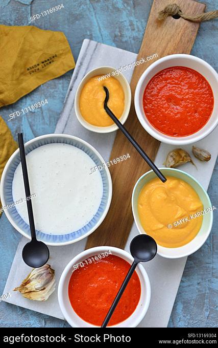 Sauces in bowls